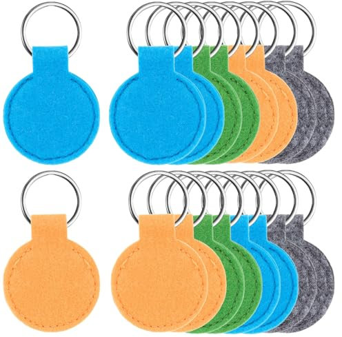 Namalu 16 Filz-Schlüsselanhänger 4 cm Rund für Basteln mit Edelstahlring - DIY Dekoration und Handwerk in Sortierten Farben