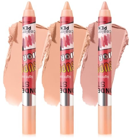Boobeen 3 Pcs Concealer Stifte, Kontur Highlighter Stick Makeup Multi-use Creamy Matte Concealer Pen Waterproof Full Coverage Face Makeup Stick, Long Wear