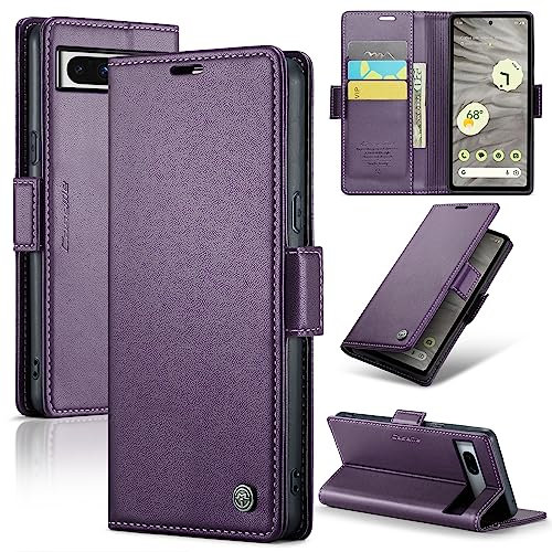 Rerzoiro Coque pour Google Pixel 7A, Étui Housse en RFID Protection Premium PU Cuir Portefeuille Rabat Case Magnétique Stand Antichoc, Étui Case pour Google 7A, Violet