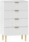 HOMCOM Kommode 4 Schubladen Kommode Zimmer modernes Aufbewahrungsmöbel mit goldenen Griffen und Füßen, für Schlafzimmer, Wohnzimmer, ABM. 60 x 40 x 96 cm, weiß