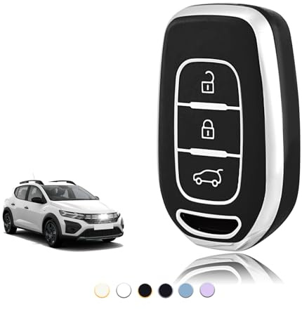 TOOMUME Coque Clé TPU, Etui Clé Étui Clé Adapté pour Renault Twingo Kangoo Clio Symbol Kwid Dacia Logan Sandero Stepway Duster Dokker, Couvre Clef Cache Cle Voiture Telécommande - Smart Key
