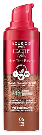 Bourjois Healthy Mix 006 Tan, leuchtendes getöntes Fluid, nackte Haut, strahlendes Finish, erfrischende und feuchtigkeitsspendende Textur, vegane Formel, 30 ml