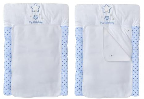 Baby Delux Wickelauflage Wickelunterlage 50x70 cm weiche Wickeltischauflage mit Frotteauflage Baumwolle wasserdicht waschbar (Magic Stars blau)