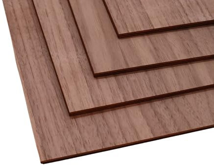 Amerikanisches Nussbaum Sperrholz 5 mm, Ideal für Laser-, CNC- und Bastelarbeiten, Robuste 5 mm Stärke für Stabilität und Präzision, Premium Messerfurnier für edles Finish und feine Details (200x200)