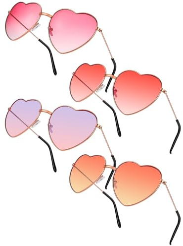 Setgoold 4 Pcs Retro Heart Shaped Sunglasses 60s 70s Hippy Specs Glasses | Classic retro heart frames, Retro 60s 70s Style, Ideal for parties, festivals, events, Hippie cosplay costume accessory