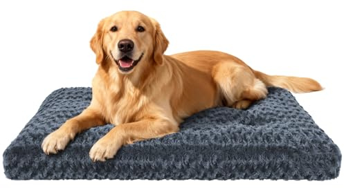 Homaxy Hundebett Grosse Hunde, Flauschig Ergonomisches Hundematte Hundekissen waschbar Hundebetten mit rutschfest Unterseite für Große Hunde, 105x68x10cm, Dunkelgrau