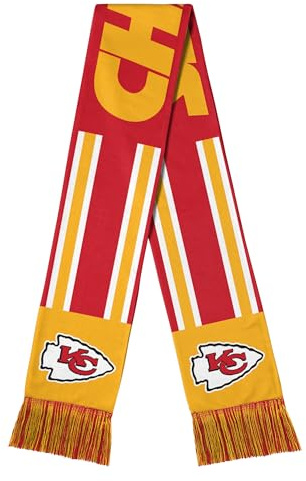 FOCO NFL Halswärmer für Erwachsene, offizielles Lizenzprodukt, Team-Farbe, gestreift, Wordmark-Logo, Fußball-Halswärmer, Schal