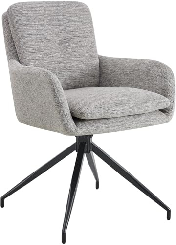 CLP Esszimmerstuhl drehbar Pickett Stoff, 180° schwenkbarer Sessel mit Armlehne und Rückenlehne, belastbar bis 150 kg | Farbe Taupe