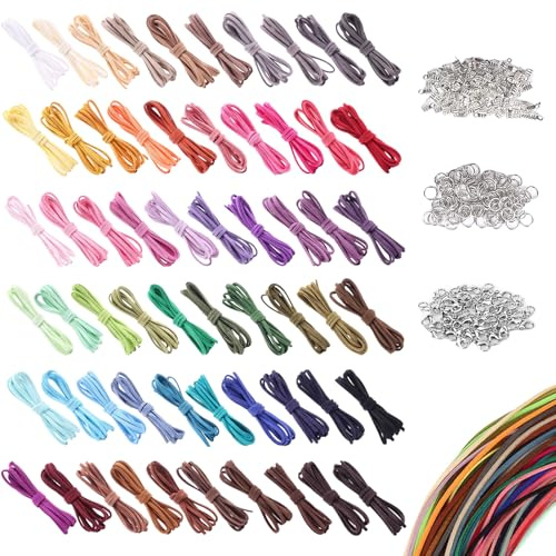 CATELL 60 Stück 60 m 60 Farben Lederband für Ketten für DIY Schmuck Armband