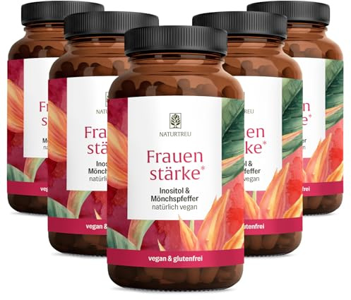 NATURTREU® Myo Inositol & Mönchspfeffer hochdosiert | Vorteilsbundle 5er Paket - 450 Frauen Vitamine Kapseln mit L-Carnitin, Folsäure, B12 & Eisen - Vitex Agnus Castus