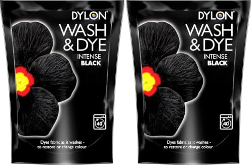 Dylon Wash & Dye Fabric Dye for Clothes & Soft Furnishings - Intense Black/Velvet Black (Pack of 2)