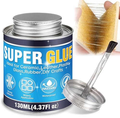 Colla Super Forte 130ML con Pennello, Colla Trasparente Multiuso ad Asciugatura Rapida, Adesivo Resistente per Scarpe, Pelle, PVC, Gomma, Plastica, Riparazioni Domestiche