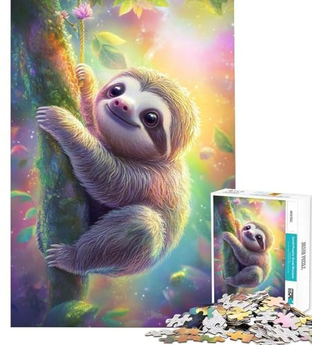 1000 Pieces Jigsaws Adults Puzzles Gifts Cute Sloth in Fantasy Tree Puzzle for Adults Family Game Analysis And Logic Educational Challenge (size 38x26cm)