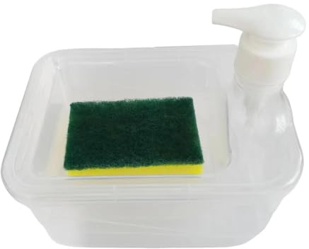 Distributeur de liquide vaisselle 2 en 1 2026 avec porte-éponge pratique intégré pour une surface de travail de cuisine propre et organisée (C, taille unique)
