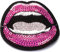 B2SEE Strass Glitzer Lippen Mund Aufnäher Aufbügler Bügelbilder Set Iron on Patches Applikation mit Pailletten Glitzer für Kleider Frauen zum aufbügeln Pink Lips 7 x 6 cm