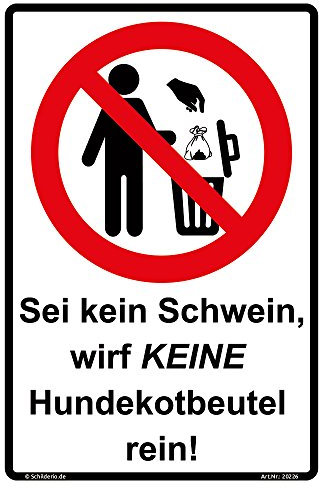 Aufkleber Keine Hundekotbeutel einwerfen PVC Vinylaufkleber 300x200mm Hochformat