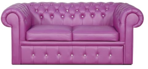 Casa Padrino Echtleder 2er Sofa in violett mit Swarowski Kristallsteinen 180 x 100 x H. 78 cm - Luxus Chesterfield Schlafsofa