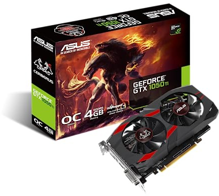 ASUS Computer Cerberus-GTX1050TI-O4G Gaming Grafikkarte (Nvidia, PCIe 3.0, 4GB GDDR5 Speicher, DVI, HDMI, Display Port), schwarz