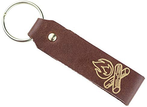 Die-Alltags-Helden Schlüsselanhänger aus Leder mit Gravur (Lagerfeuer)
