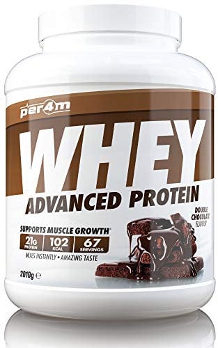 Per4m Protein Whey Powder | 67 Servings of High Protein Shake with Amino Acids | for Optimal Nutrition When Training | Low Sugar Gym Supplements (Double Chocolate, 2010g)