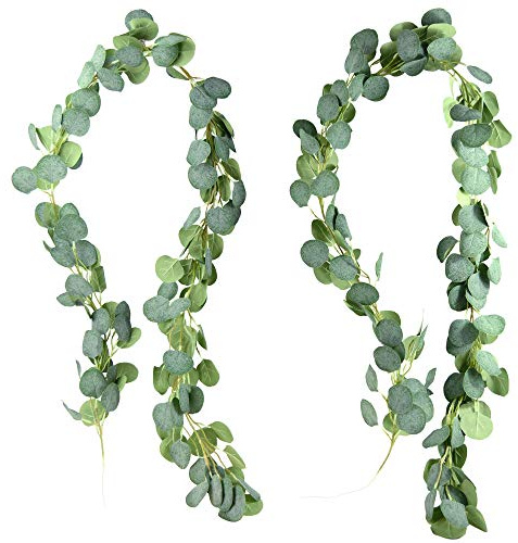 FiveSeasonStuff Silver Dollar Eucalyptus Garland Artificial Foliage Hanging Decoration for Wedding Home Wall Décor