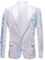 PYJTRL Herrenmode Samt Pailletten Blumenmuster Anzugjacke Blazer (S, Weiß)