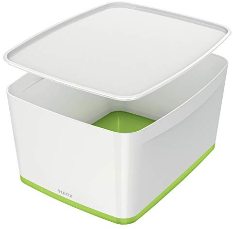 Leitz MyBox Aufbewahrungsbox Groß, A4, 18 L, Hochglanz, Kunststoff, Grün, WOW, 52161054
