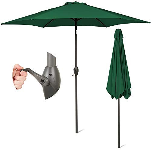 SUNMER Parapluie de jardin Vert 2,7 m | Polyester 180 g/m2 (UV 30+) | Mécanisme à manivelle | Largeur du mât ø 38 mm (sauf la base)