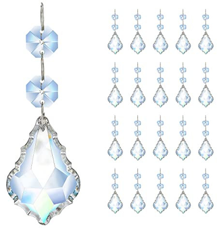 20 Piezas de Cristal de Hoja de Arce Transparente, Prisma Colgante, Cuentas de Cristal Colgantes de 50 mm para decoración de Boda