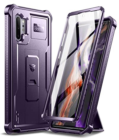 Dexnor pour Coque Samsung Galaxy Note 10 Plus, [Protecteur d'écran et Support Intégrés] Bouclier Antichoc de Protection de Qualité Militaire Lourde pour Samsung Note 10+ - Violet