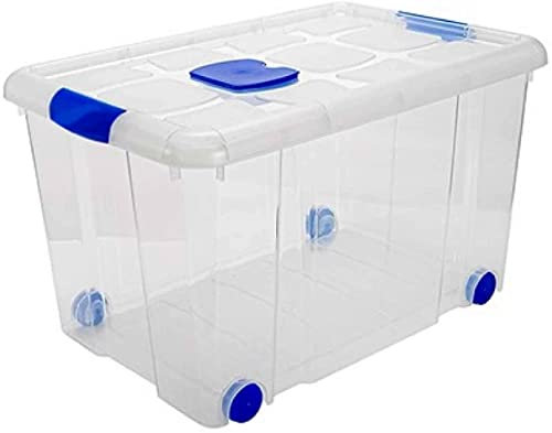AC - Caja de ordenación de plástico Transparente N.º 4 - Contenedor para almacenar Juguetes, Libros, Ropa, Mantas - Capacidad 55 litros - Dimensiones Aprox.: 59 x 40 x 35 cm