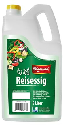 DIAMOND Vinagre de arroz 5% de acidez, vinagre para sazonar y dar sabor al arroz para sushi, vegano - 1 x 5 l