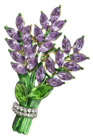 Broche en forme de fleur de lavande violette avec strass - Accessoires élégants - Bijoux pour femme - Bijoux tendance - Mariage - Épingles florales - Métal - Cristal, Métal, Cristal