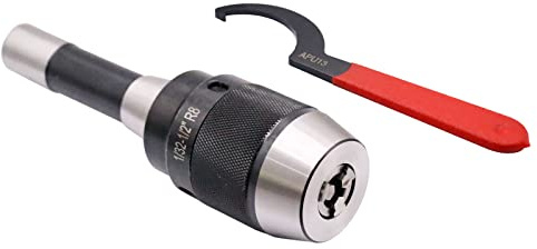 BestParts 1/32 - 1/2 Keyless Drill Chuck with R8 Integral Shank and 1pc Spanner Wrench APU13 for Lathe