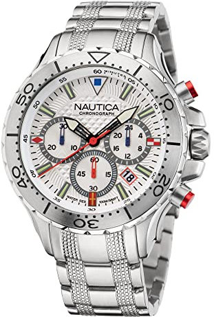 Nautica Cinturino in acciaio inossidabile da uomo NST e cinturino in silicone nero (modello: NAPNSF205), cinturino, Bracciale
