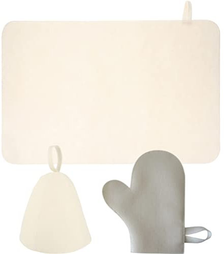 Beavorty Saunahauben-set Mit Leichtem Saunahut Tragbarem Saunahandschuh Bequemer Saunahut Saunaunterlage Und Sauna-haarschutzhut Für Damen Und Herren