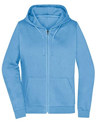 James & Nicholson Damen Basic Kapuzen-Sweatjacke - Leicht taillierte Sweatjacke mit Kapuze | Farbe: Sky-Blue | Grösse: L