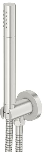 Steinberg Serie 100 Handbrausengarnitur, mit integriertem Brauseanschlussbogen, Stabhandbrause, 1001670BN, Farbe: Brushed Nickel