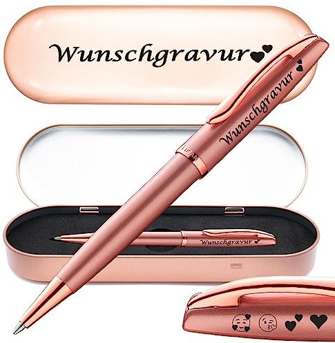 Juwelier Schönschmied PeIikan Kugelschreiber mit Gravur als Geschenk | inkl. Etui mit Wunschgravur (Platz für 10 Stifte) | Jazz Noble Elegance Pink Rose | Gravur Symbole
