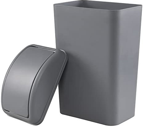Gloreen Mülleimer, Kunststoff, schmal, 14 l, Grau, mit Schwingdeckel