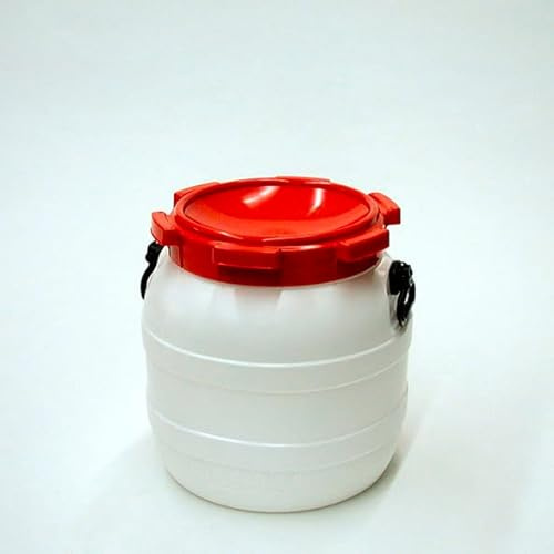 DENIOS Weithalsfass WH 42, aus Polyethylen (PE), 42 Liter Volumen, weiß/rot