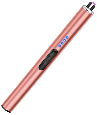 Candle Lighter Electric USB Rechargeable, Long Lighter Electronic Rechargeable for BBQ, Camping, Hiking, Candles (Rose Gold)