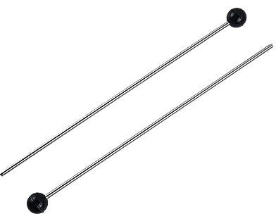 Sonodrum Premium Schlägel - 2x aus Edelstahl und 30cm Länge - Mallet mit schwarzem Gummikopf - Edelstahl-Schlägel mit Qualität - Drumsticks für alle Percussion Instrumente - Verbessere deinen Sound!
