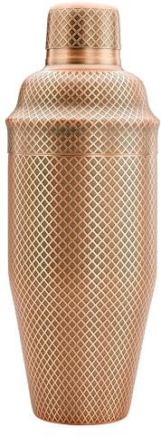 Barfly 3-teiliges japanisches Cocktail-Shaker-Set mit Diamantgitterätzung, 700 ml, antikes Kupfer