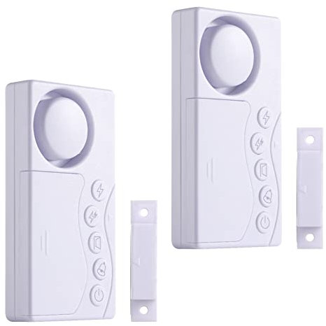 2 Stück Gefrierschrank-Türalarm, Sicherheits-Fensteralarm, 3/15/30/60 Sekunden einstellbare Verzögerung, kabelloser Kühlschrankalarm, 4-in-1 Türsensor Klingel Tür offener Alarm