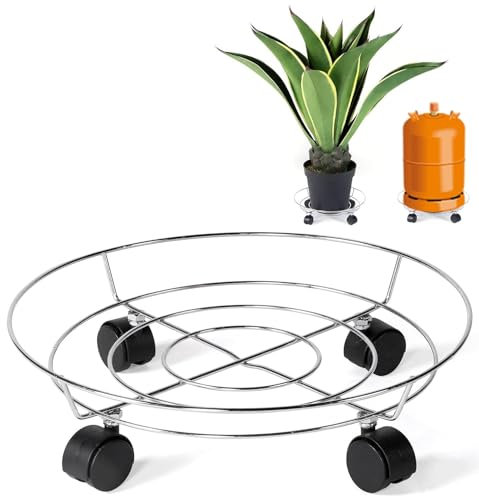 COSHANO Soporte de Macetero bombona butano con Ruedas Metálico Que Gira 360º para Macetas Decorativas De Interior y Plantas de Exterior en Terraza, Jardín y Balcón.