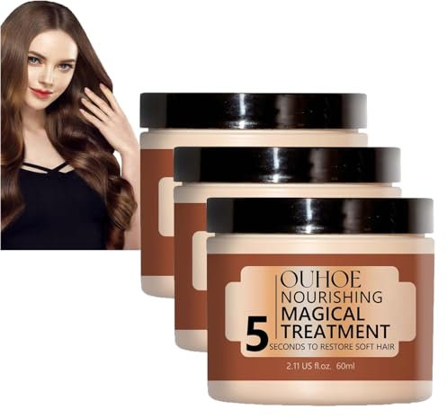 Magische Keratin-Haarbehandlungsmaske, Nourishing Magical Treatment Haarmaske, 5 Sekunden Zur Wiederherstellung Von Weichem Haar, Fortschrittliche Molekulare Haarwurzelbehandlung 60ML (3PC)