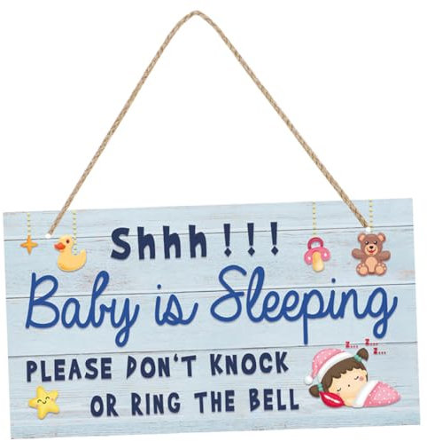 Cabilock Bebe durmiendo Signo El bebé está durmiendo en el Cartel de la Puerta. Letrero de Puerta de Madera Dormitorio habitacion Bebe emblemas Colgante de habitación de bebé