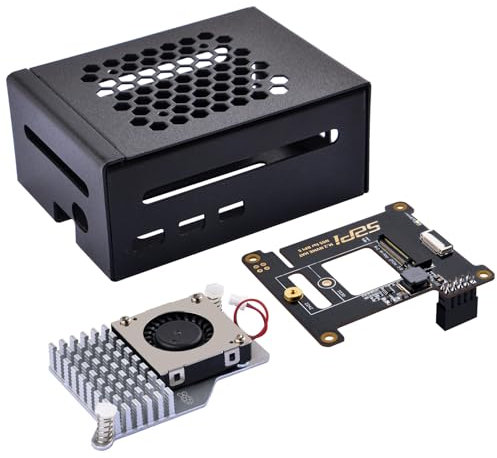 GeeekPi Metal Case with N05 PCIe M.2 Key-M NVMe SSD PCIe Peripheral Board for Raspberry Pi 5,with Raspberry Pi 5 Official Active Cooler, Support M.2 NVMe SSD 2230 2242
