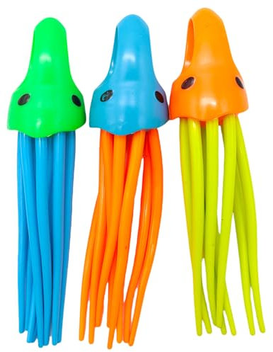 3 piezas Juegos Piscina Juguetes de Buceo,Juegos de Agua para Niños Calamar de Buceo Juguete,Juguetes Piscinas Playa Exterior Verano para Natación Entrenamiento Subacuático Niños y Niñas 7-12 Años